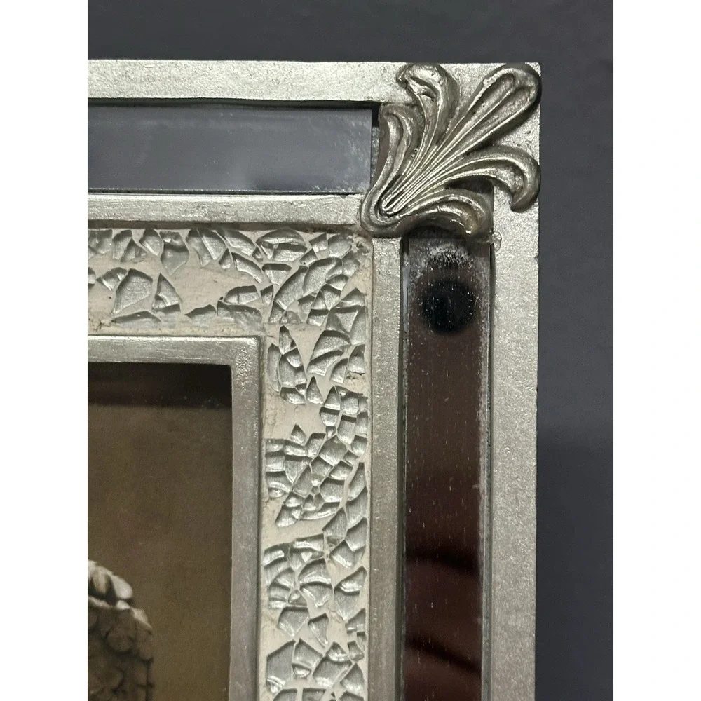 Burnes of Boston 4x6 Silver Mirrored Mosaic Picture Frame Ornate Decorative